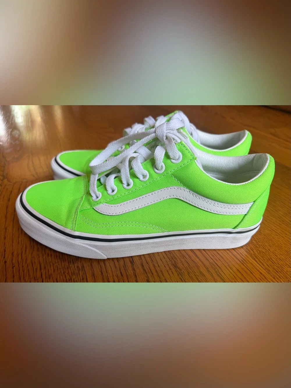 Vans Old Skool Neon Gecko Green Low Top Sneakers Women’s 7, Men’s 5.5 - Picture 10 of 14